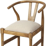 Beige And Brown Upholstered Fabric Wishbone Back - Homeroots - Flyclothing LLC