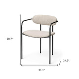 Set Of Two Beige And Gunmetal Upholstered Fabric Open Back Arm Chairs - Homeroots - Flyclothing LLC