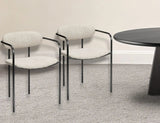 Set Of Two Beige And Gunmetal Upholstered Fabric Open Back Arm Chairs - Homeroots