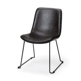 Set Of Two Black Upholstered Faux leather Side Chairs - Homeroots - Flyclothing LLC