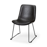 Set Of Two Black Upholstered Faux leather Side Chairs - Homeroots
