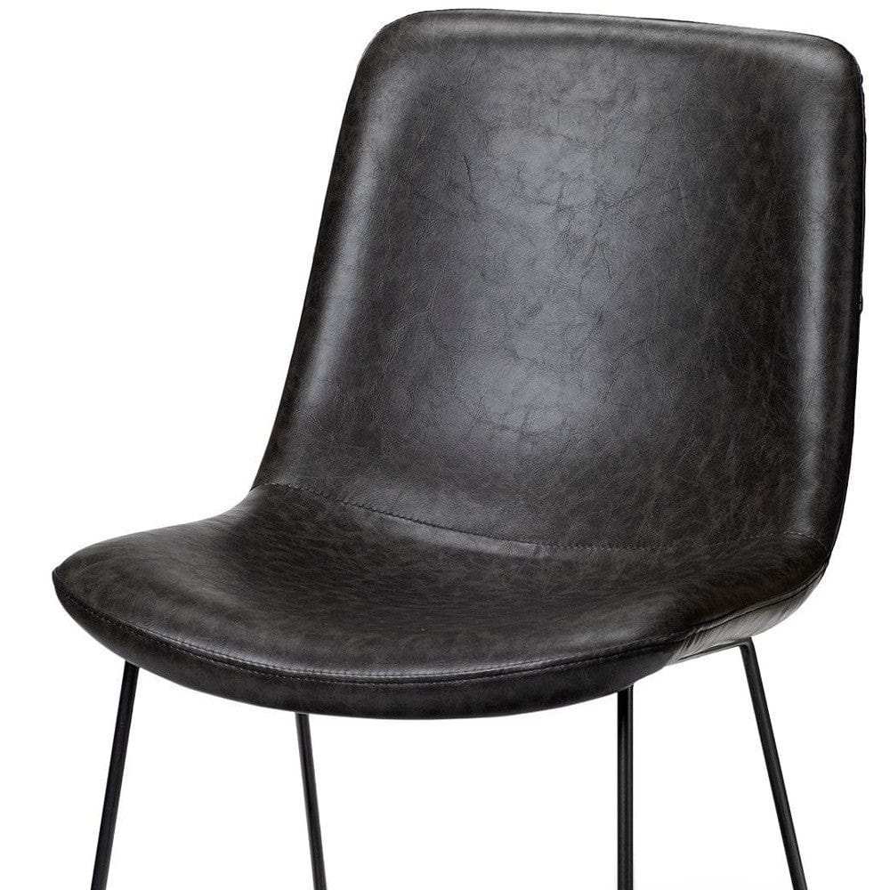 Set Of Two Black Upholstered Faux leather Side Chairs - Homeroots - Flyclothing LLC