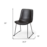Set Of Two Black Upholstered Faux leather Side Chairs - Homeroots - Flyclothing LLC