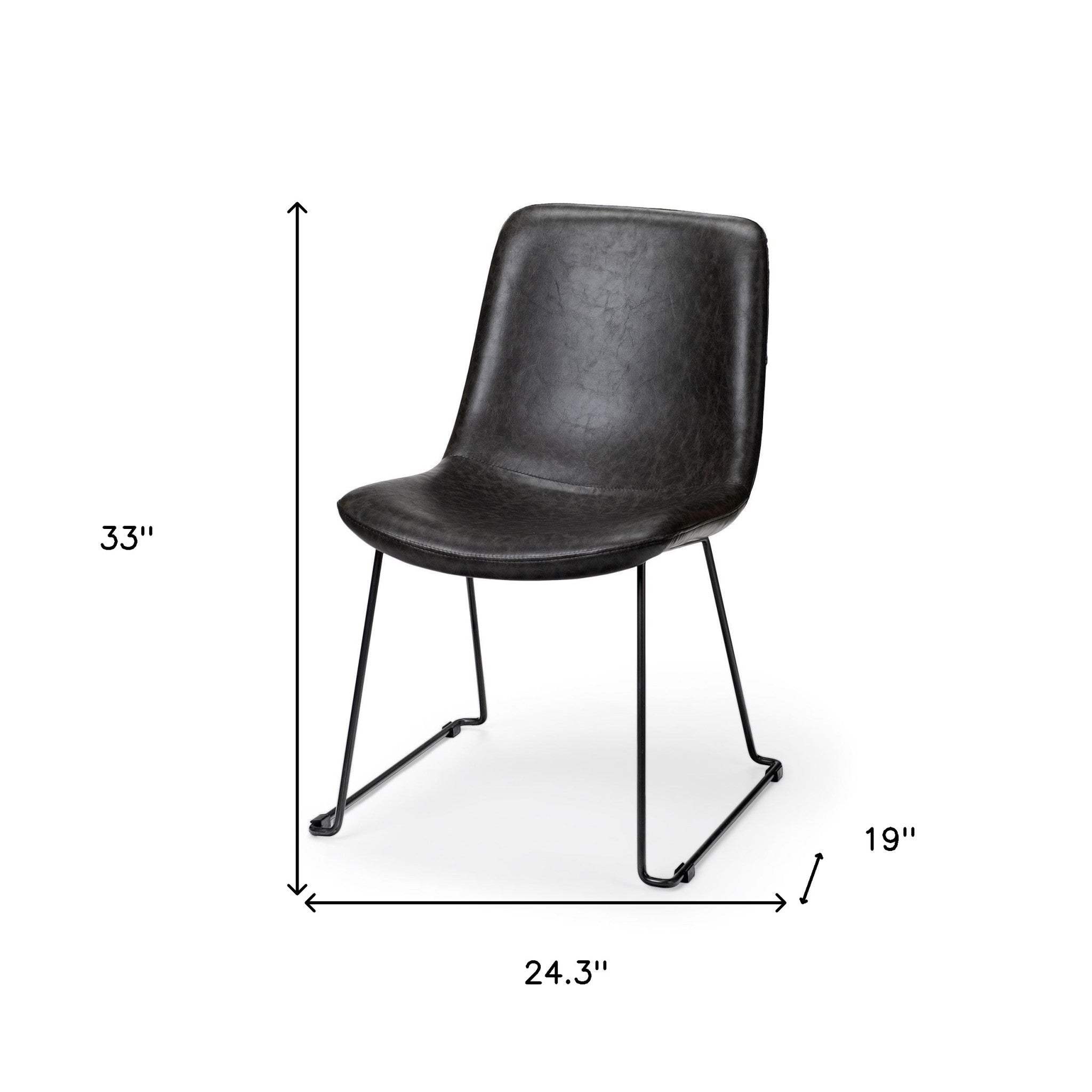 Set Of Two Black Upholstered Faux leather Side Chairs - Homeroots - Flyclothing LLC