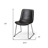 Set Of Two Black Upholstered Faux leather Side Chairs - Homeroots