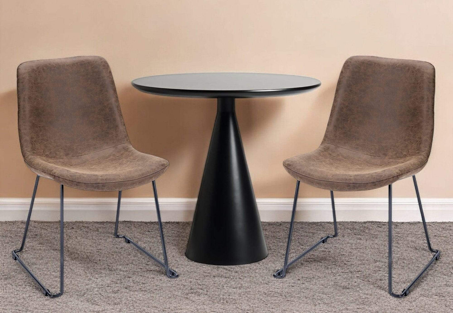 Brown And Black Upholstered Faux Leather Dining Side Chair - Homeroots - Flyclothing LLC