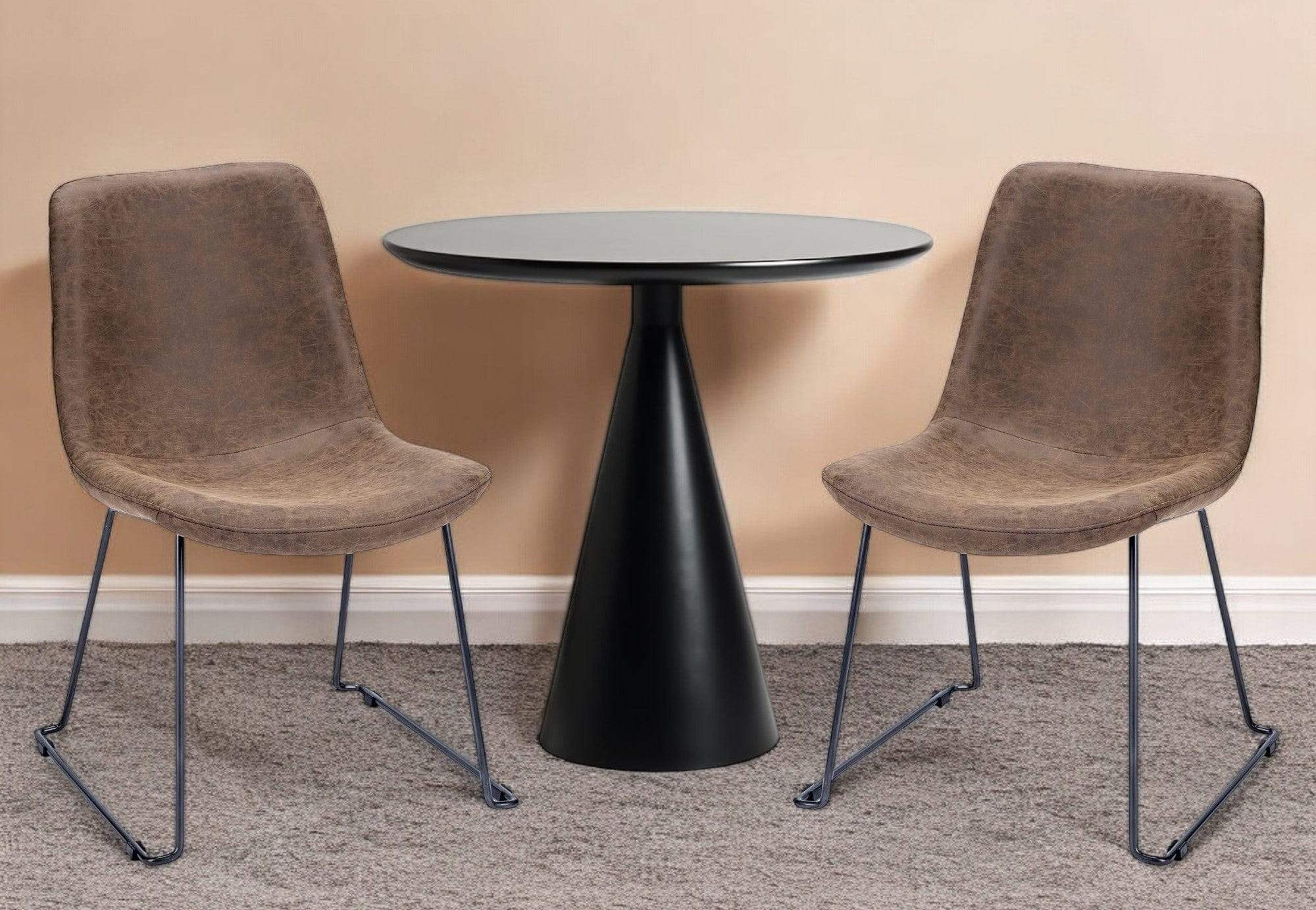 Brown And Black Upholstered Faux Leather Dining Side Chair - Homeroots - Flyclothing LLC