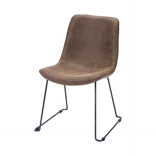 Brown And Black Upholstered Faux Leather Dining Side Chair - Homeroots - Flyclothing LLC