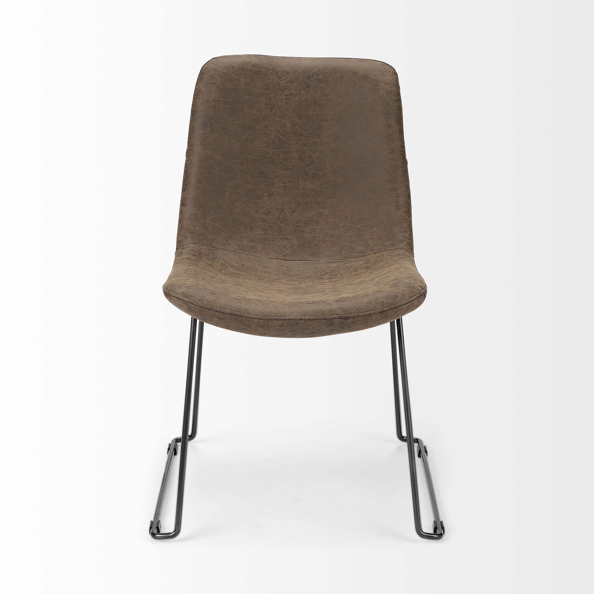 Brown And Black Upholstered Faux Leather Dining Side Chair - Homeroots - Flyclothing LLC