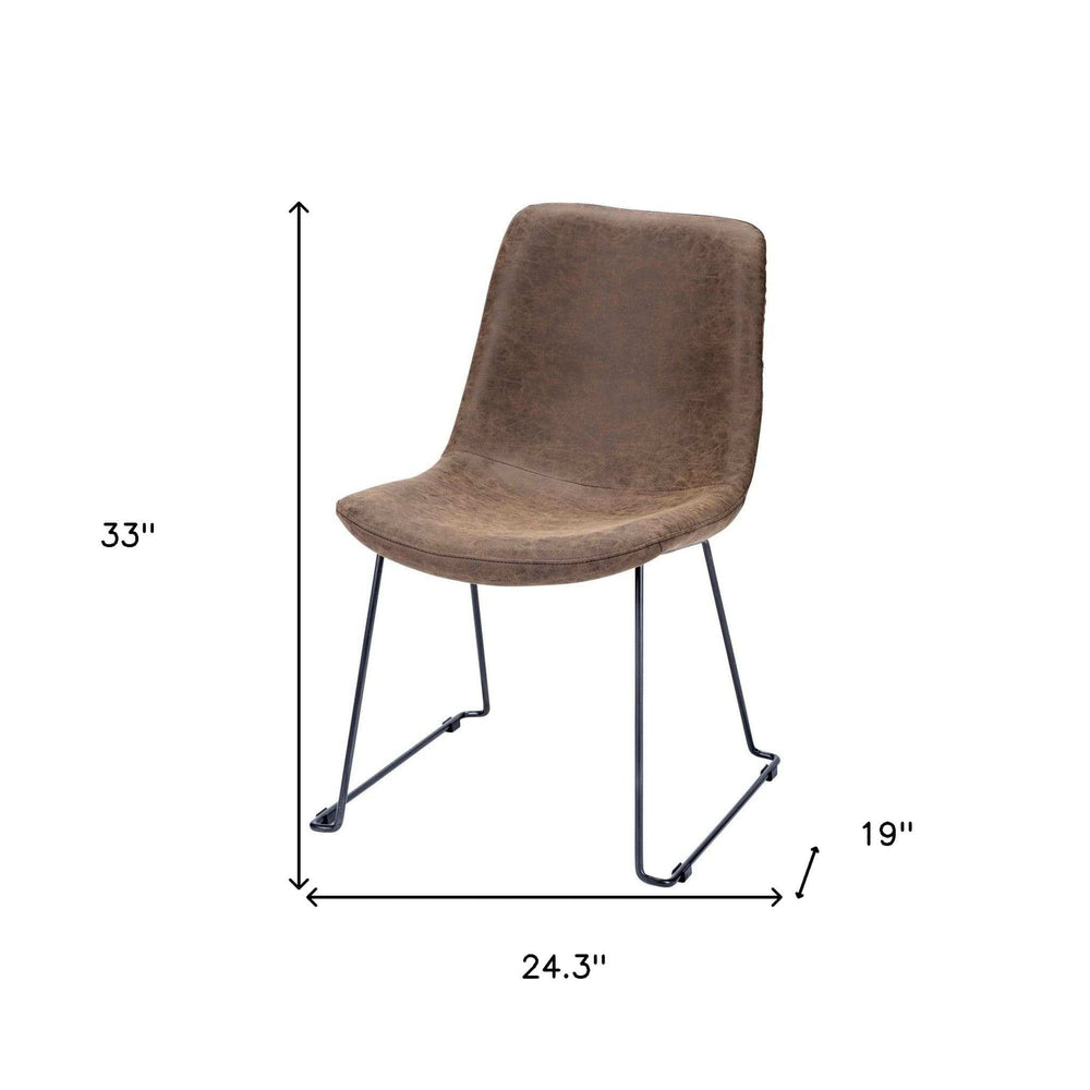 Brown And Black Upholstered Faux Leather Dining Side Chair - Homeroots - Flyclothing LLC