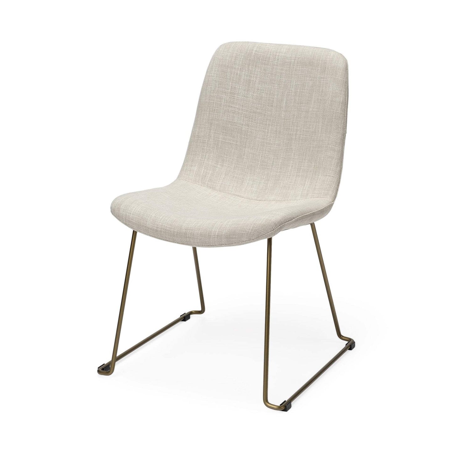 Set Of Two Cream And Gold Upholstered Fabric Side Chairs - Homeroots - Flyclothing LLC