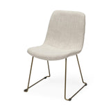 Set Of Two Cream And Gold Upholstered Fabric Side Chairs - Homeroots - Flyclothing LLC