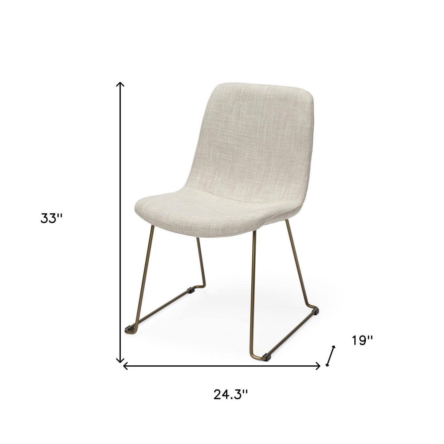 Set Of Two Cream And Gold Upholstered Fabric Side Chairs - Homeroots - Flyclothing LLC