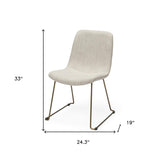 Set Of Two Cream And Gold Upholstered Fabric Side Chairs - Homeroots - Flyclothing LLC