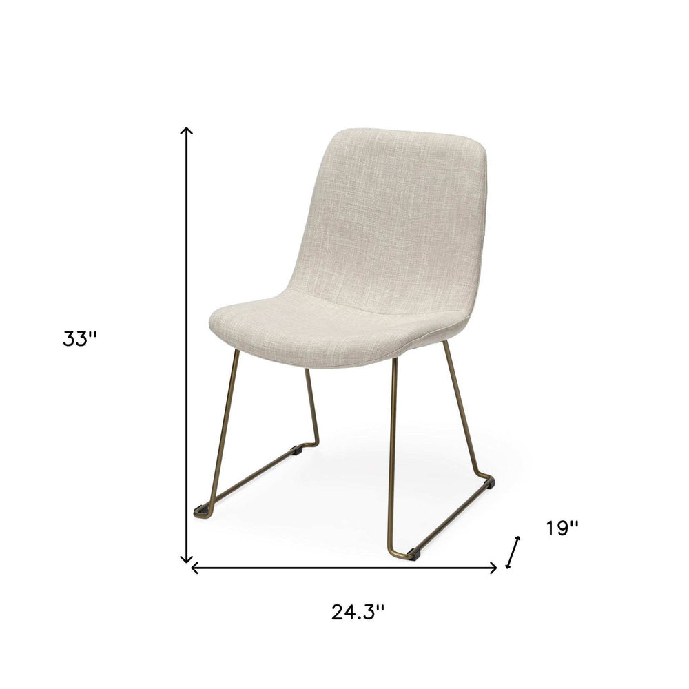 Set Of Two Cream And Gold Upholstered Fabric Side Chairs - Homeroots - Flyclothing LLC