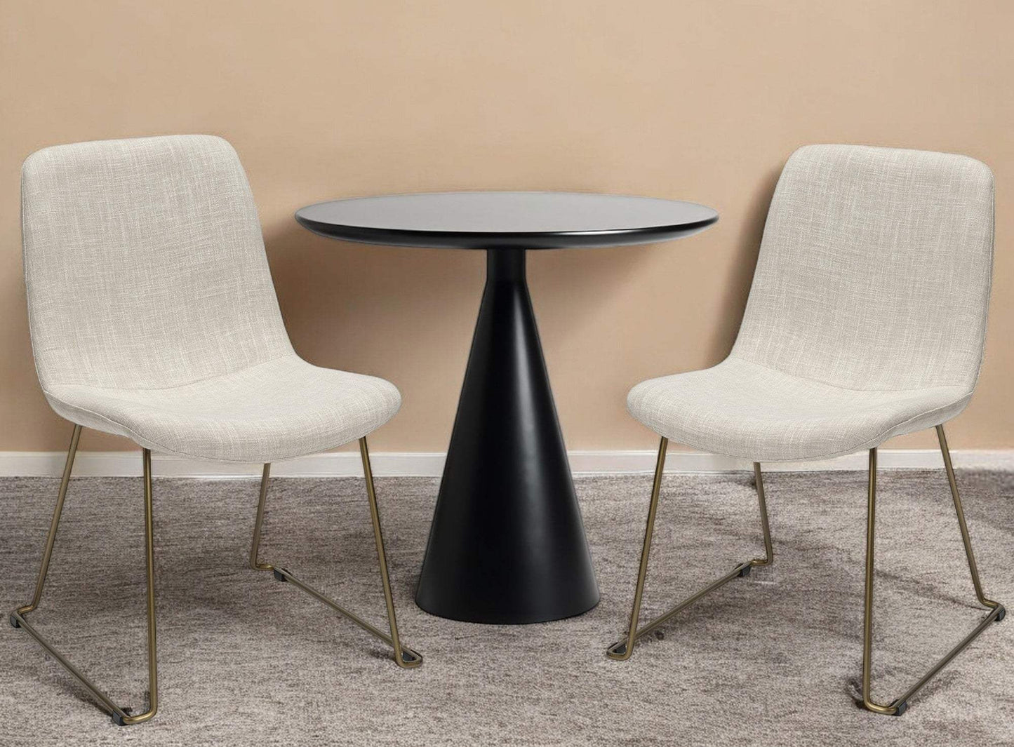 Set Of Two Cream And Gold Upholstered Fabric Side Chairs - Homeroots - Flyclothing LLC