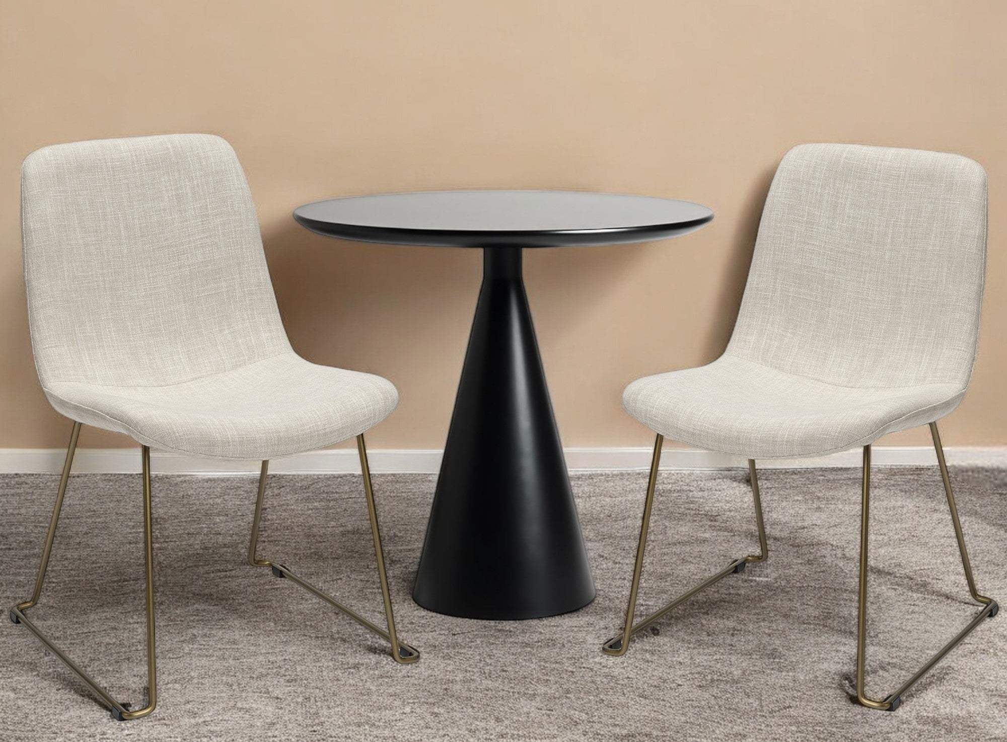 Set Of Two Cream And Gold Upholstered Fabric Side Chairs - Homeroots - Flyclothing LLC