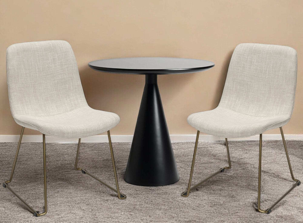 Set Of Two Cream And Gold Upholstered Fabric Side Chairs - Homeroots - Flyclothing LLC