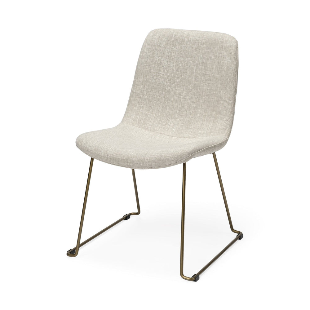 Set Of Two Cream And Gold Upholstered Fabric Side Chairs - Homeroots