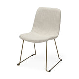 Set Of Two Cream And Gold Upholstered Fabric Side Chairs - Homeroots