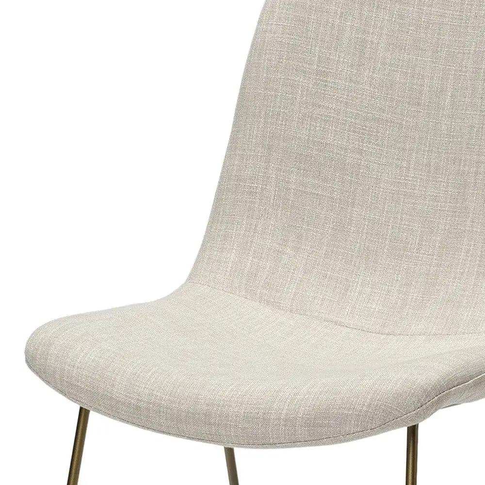 Set Of Two Cream And Gold Upholstered Fabric Side Chairs - Homeroots - Flyclothing LLC