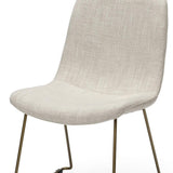 Set Of Two Cream And Gold Upholstered Fabric Side Chairs - Homeroots - Flyclothing LLC