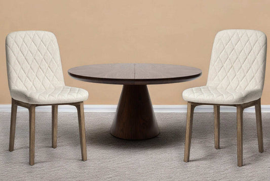 Cream And Brown Upholstered Fabric Dining Side Chair - Homeroots - Flyclothing LLC