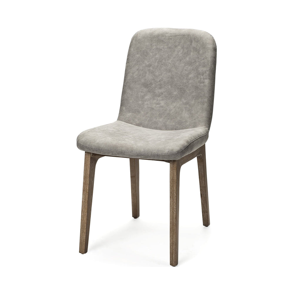 Set Of Two Gray And Brown Upholstered Fabric Side Chairs - Homeroots