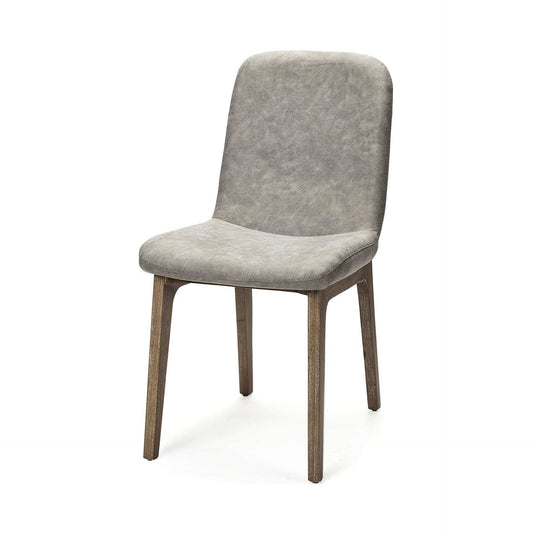 Set Of Two Gray And Brown Upholstered Fabric Side Chairs - Homeroots - Flyclothing LLC
