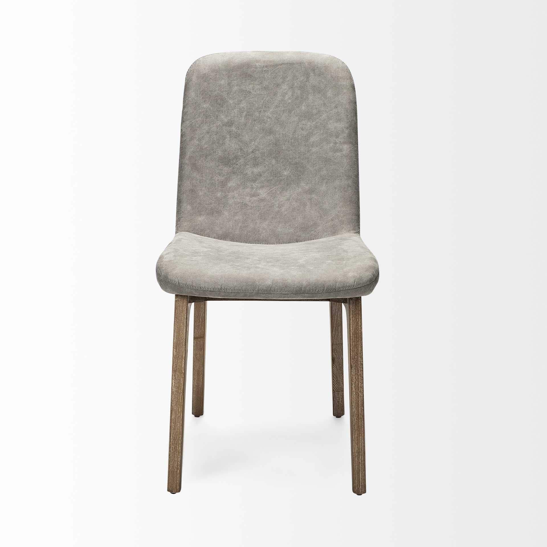 Set Of Two Gray And Brown Upholstered Fabric Side Chairs - Homeroots - Flyclothing LLC
