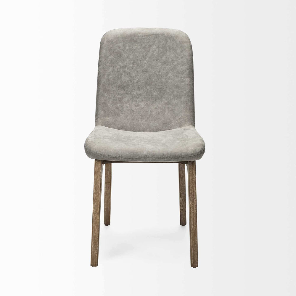 Set Of Two Gray And Brown Upholstered Fabric Side Chairs - Homeroots - Flyclothing LLC
