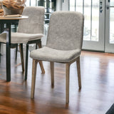 Set Of Two Gray And Brown Upholstered Fabric Side Chairs - Homeroots