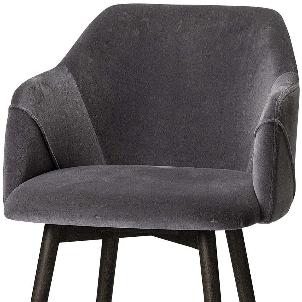 Gray And Black Upholstered Fabric Dining Arm Chair - Homeroots - Flyclothing LLC