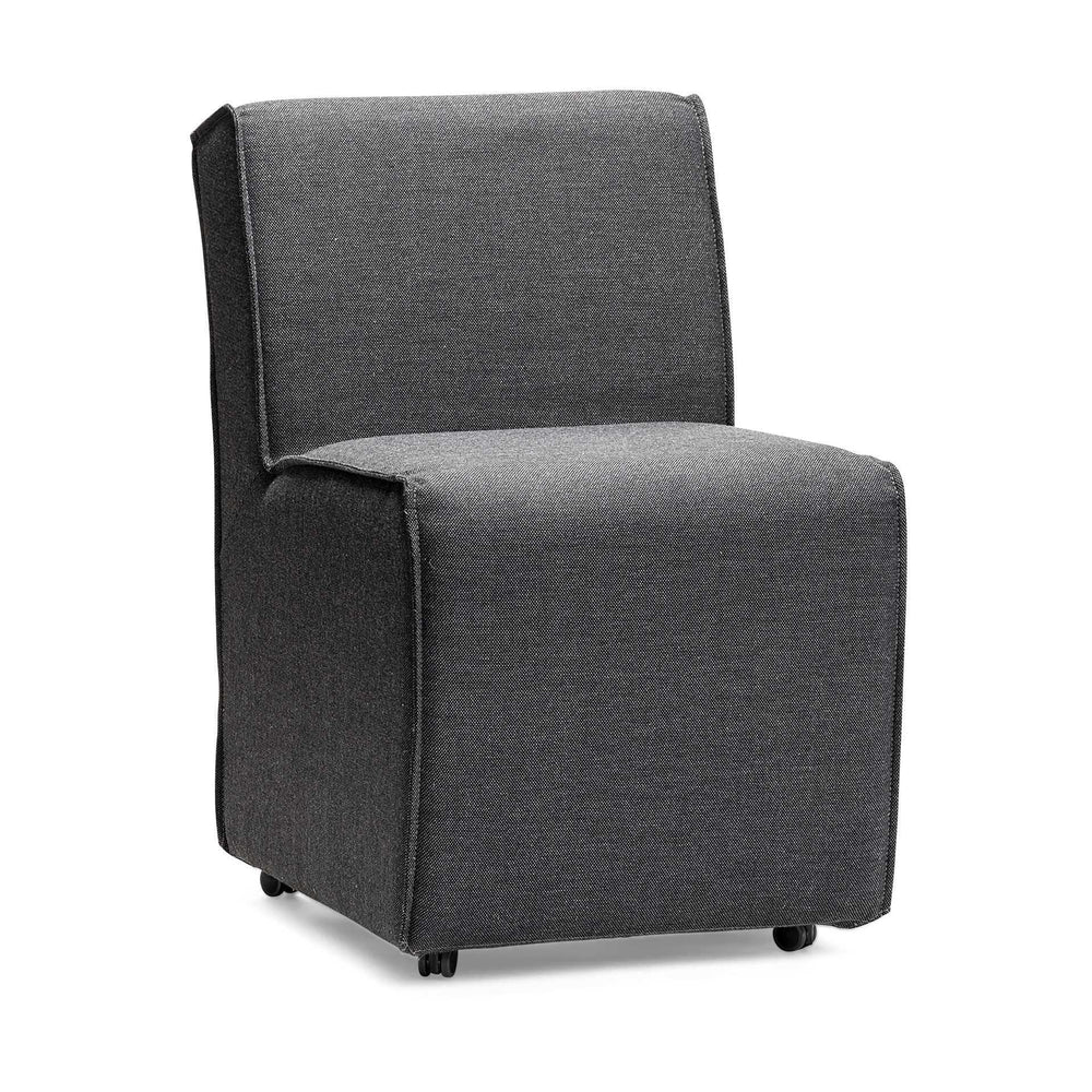 Set of Two Gray Upholstered Fabric Dining Side Chairs With Wheels - Homeroots - Flyclothing LLC