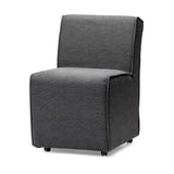 Set of Two Gray Upholstered Fabric Dining Side Chairs With Wheels - Homeroots