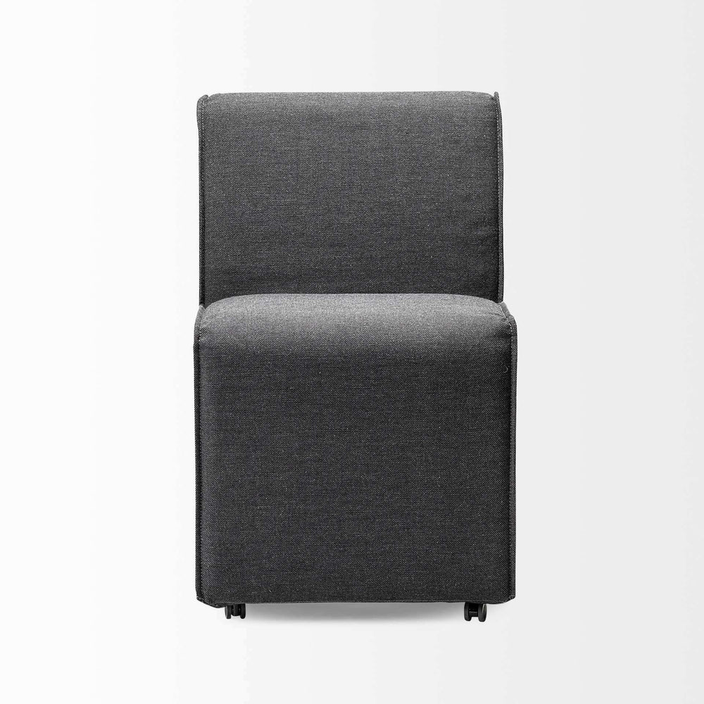 Set of Two Gray Upholstered Fabric Dining Side Chairs With Wheels - Homeroots - Flyclothing LLC