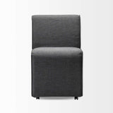 Set of Two Gray Upholstered Fabric Dining Side Chairs With Wheels - Homeroots