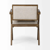 Cream And Brown Upholstered Fabric Open Back Dining Arm Chair - Homeroots - Flyclothing LLC