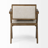 Cream And Brown Upholstered Fabric Open Back Dining Arm Chair - Homeroots - Flyclothing LLC