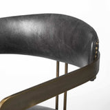 Black And Gold Upholstered Leather Open Back Dining Arm Chair - Homeroots - Flyclothing LLC