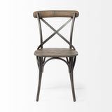 Set Of Two Brown And Gray Wood Cross Back Side Chairs - Homeroots