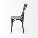 Set Of Two Brown And Gray Wood Cross Back Side Chairs - Homeroots
