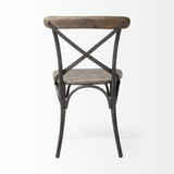 Set Of Two Brown And Gray Wood Cross Back Side Chairs - Homeroots