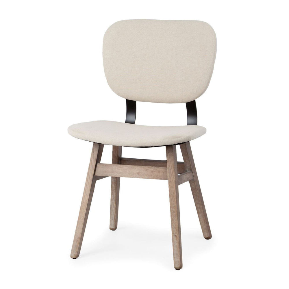 Set Of Two Cream And Brown Upholstered Fabric Open Back Side Chairs - Homeroots