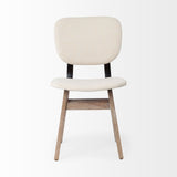 Set Of Two Cream And Brown Upholstered Fabric Open Back Side Chairs - Homeroots