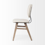 Set Of Two Cream And Brown Upholstered Fabric Open Back Side Chairs - Homeroots