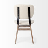 Set Of Two Cream And Brown Upholstered Fabric Open Back Side Chairs - Homeroots