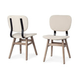 Set Of Two Cream And Brown Upholstered Fabric Open Back Side Chairs - Homeroots - Flyclothing LLC