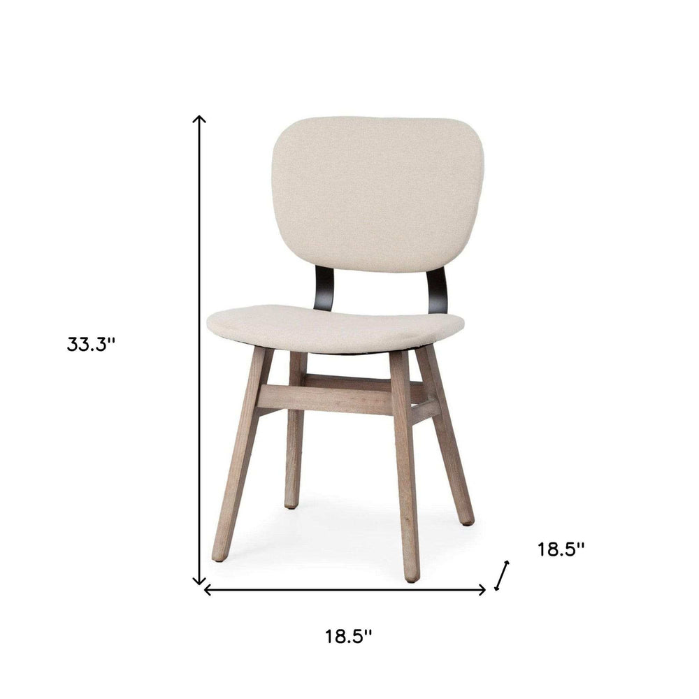 Set Of Two Cream And Brown Upholstered Fabric Open Back Side Chairs - Homeroots - Flyclothing LLC