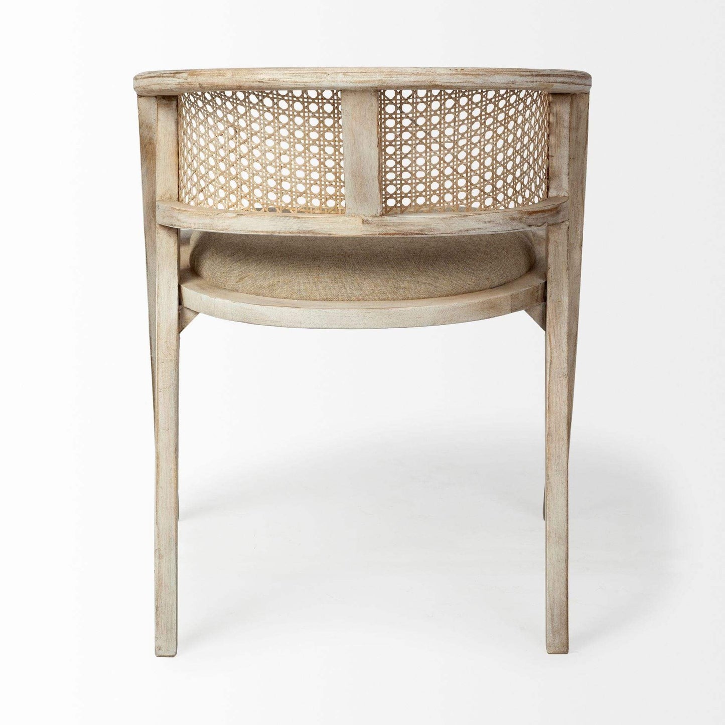 Beige And Gray Upholstered Linen Curved Back Dining Arm Chair - Homeroots - Flyclothing LLC